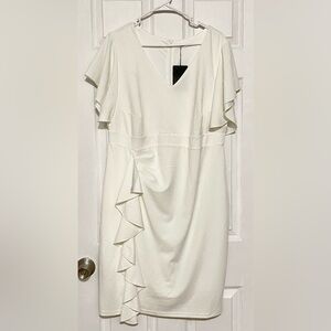 White Dress with Ruffle Detail